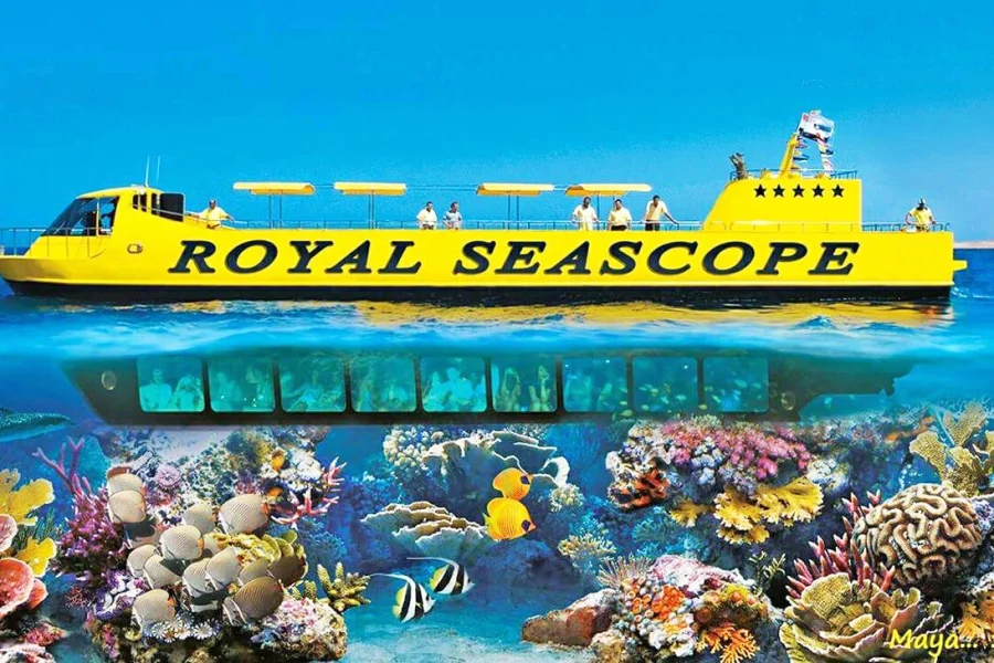 Royal Seascope Submarine exploring coral reefs in Hurghada, Red Sea